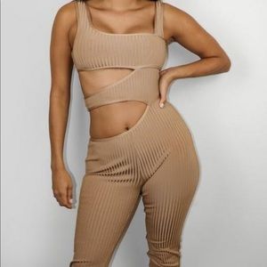 Caramel Bandage Cut out Jumpsuit